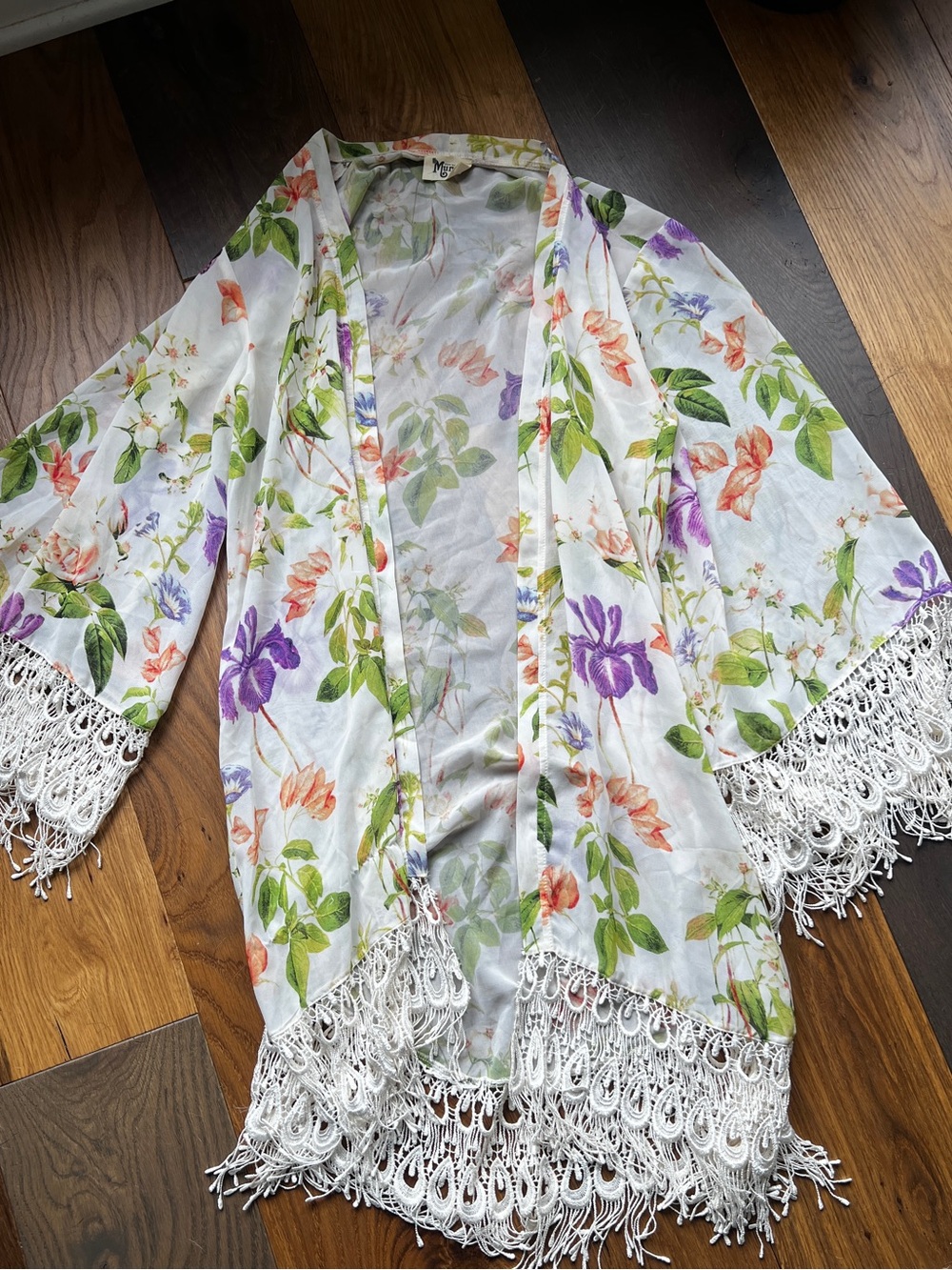 Mumu floral kimono with tassels